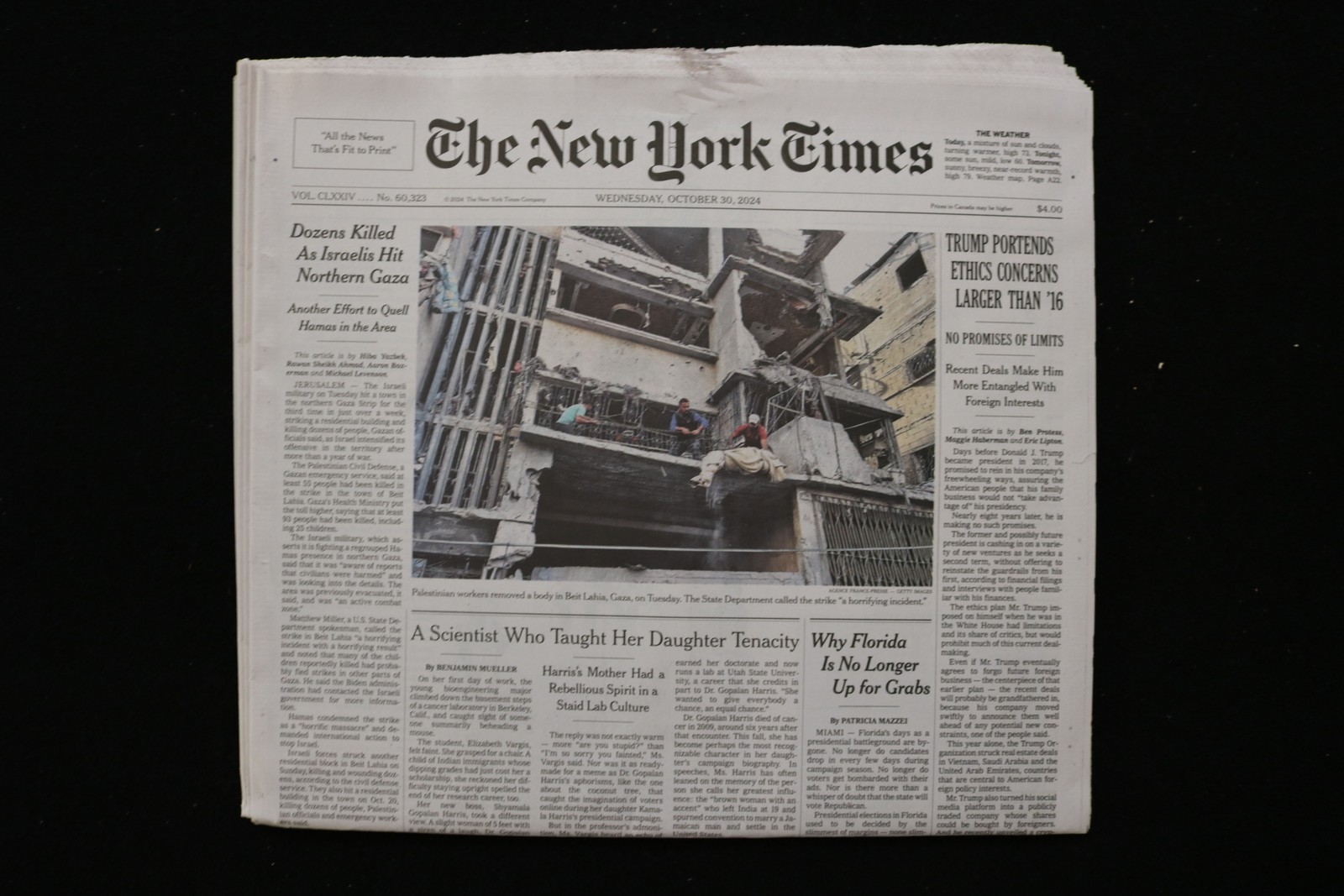 2024 OCTOBER 30 NEW YORK TIMES - TRUMP PORTENDS ETHICS CONCERNS LARGER THAN '16