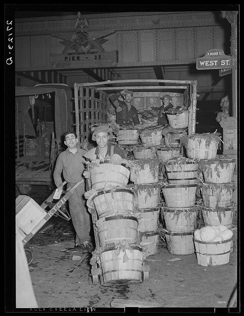 New York City NY Washington Market Carrots 1939 Produce Wharf Workers