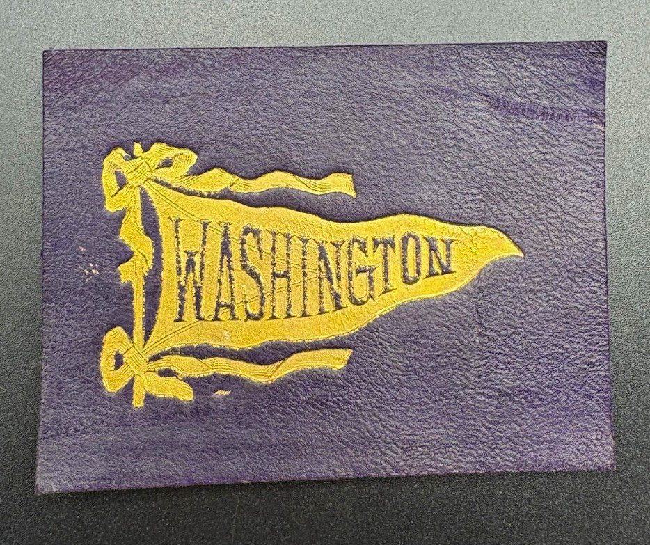 c1910 Washington Tobacco Leather College Pennant Cigarette Premium Antique UW