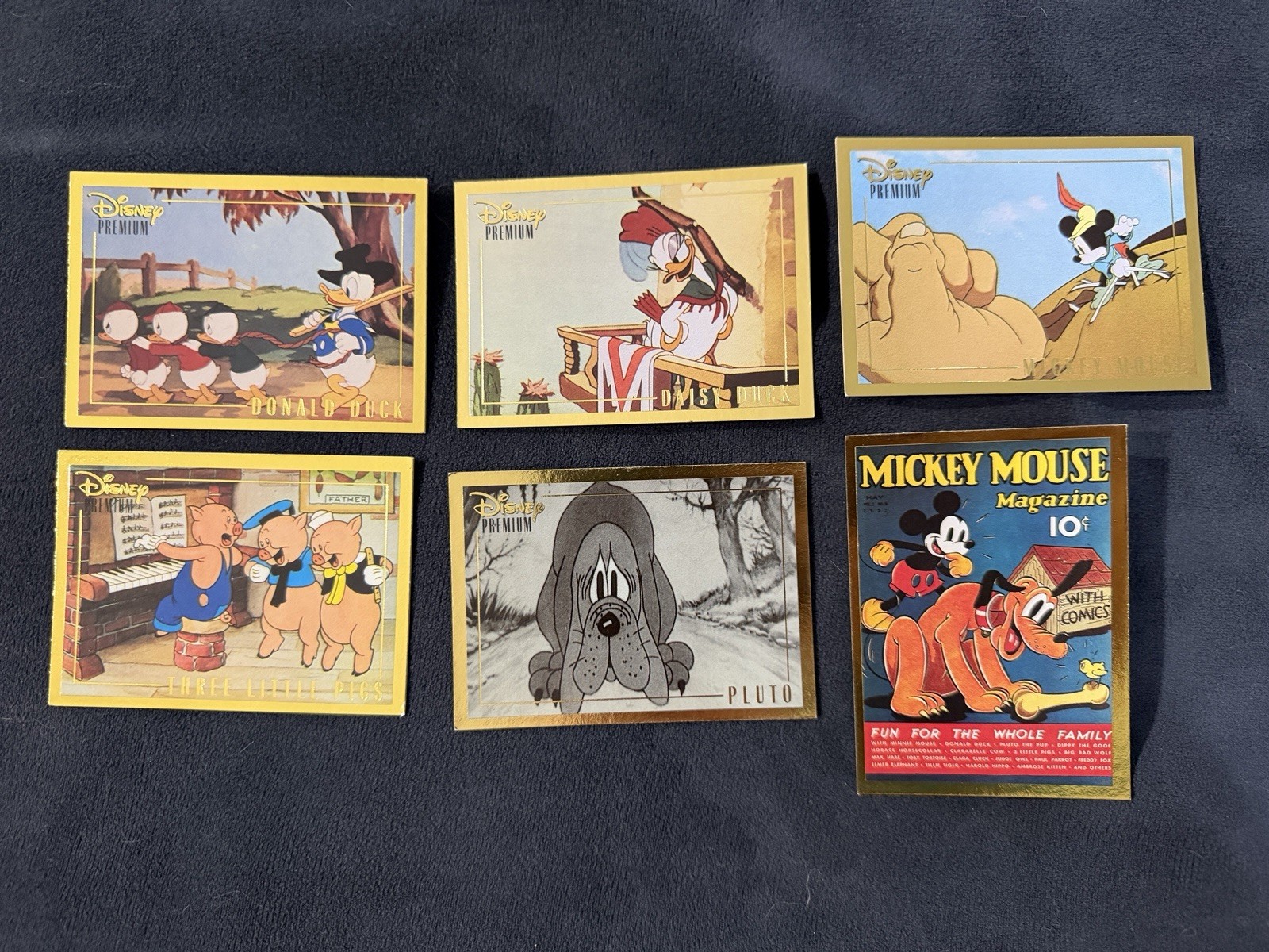 1995 Skybox Disney Premium Gold Border Mickey Mouse 6 Trading Card Lot