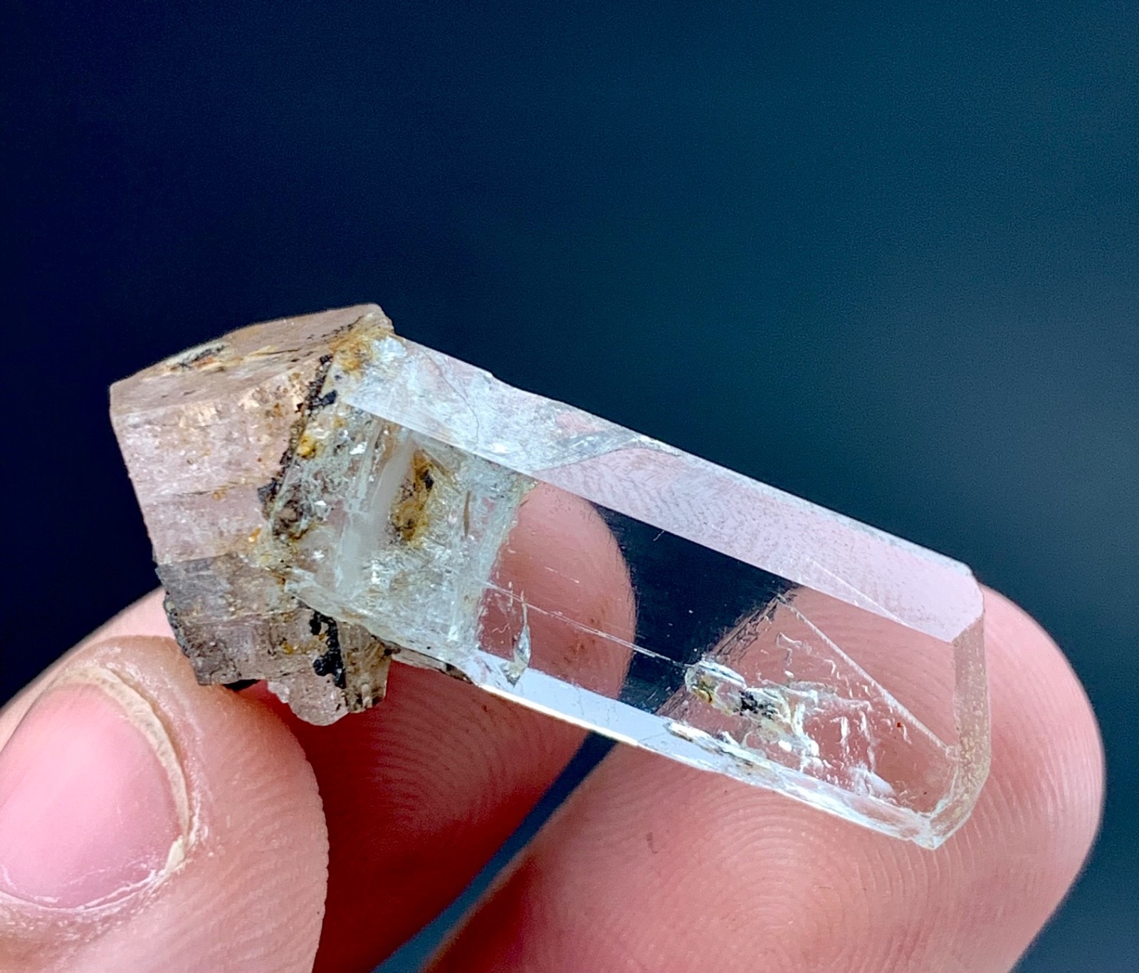 23 Ct Aquamarine Crystal Combine with Apatite and Schorl Specimen from Pakistan