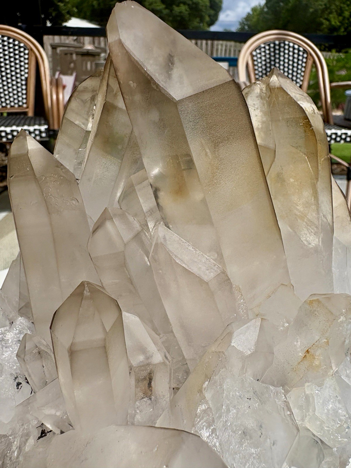 Large Clear Quartz Crystal Cluster Display Specimen on Stand