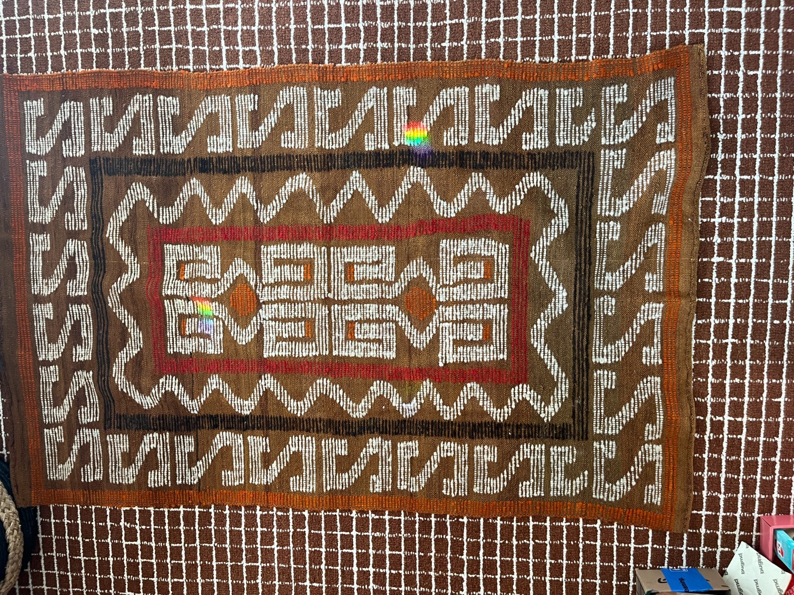 Vintage Wool Rug/Blanket Tribal Boho Handwoven Aztec Tapestry