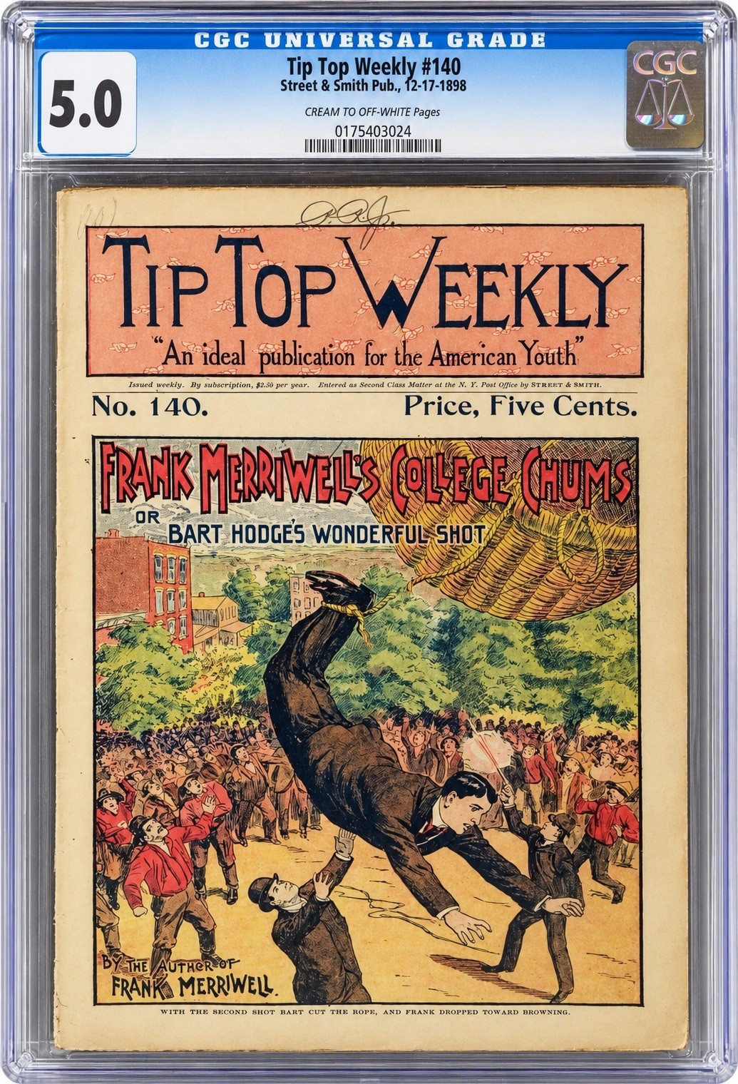 TIP TOP WEEKLY#140 STREET & SMITH CGC 5.0 Year 🔥1898🔥 .5c Variant 100+ Yrs Old