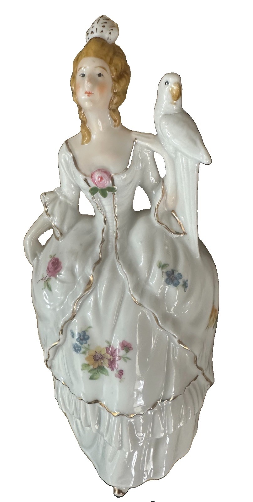 Porcelain Figurine, Victorian Lady with Bird, 7 1/4