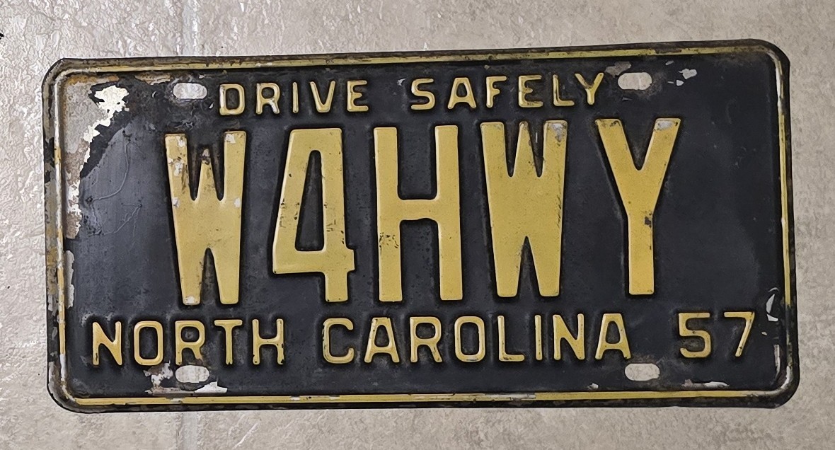 1957 North Carolina license plate ham radio amateur 57 NC