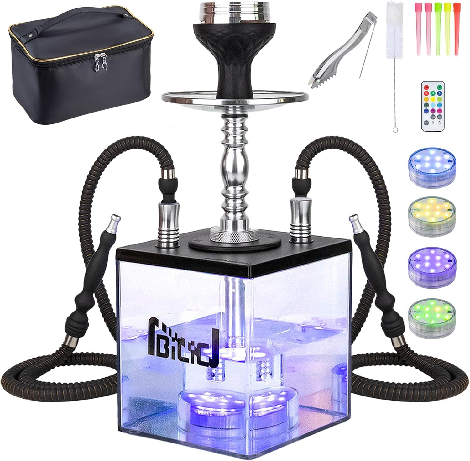 2 Hose Hookah Set - Portable Hookah Set with Everything Included - Durable Hooka