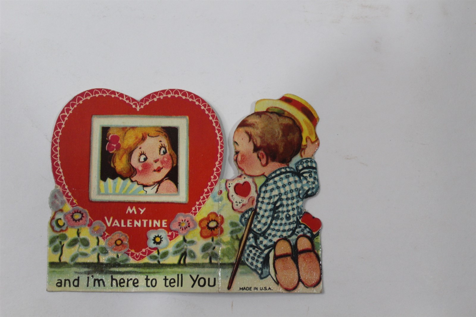  Glossy Die Cut Valentine Card Made in USA Vintage Collectible