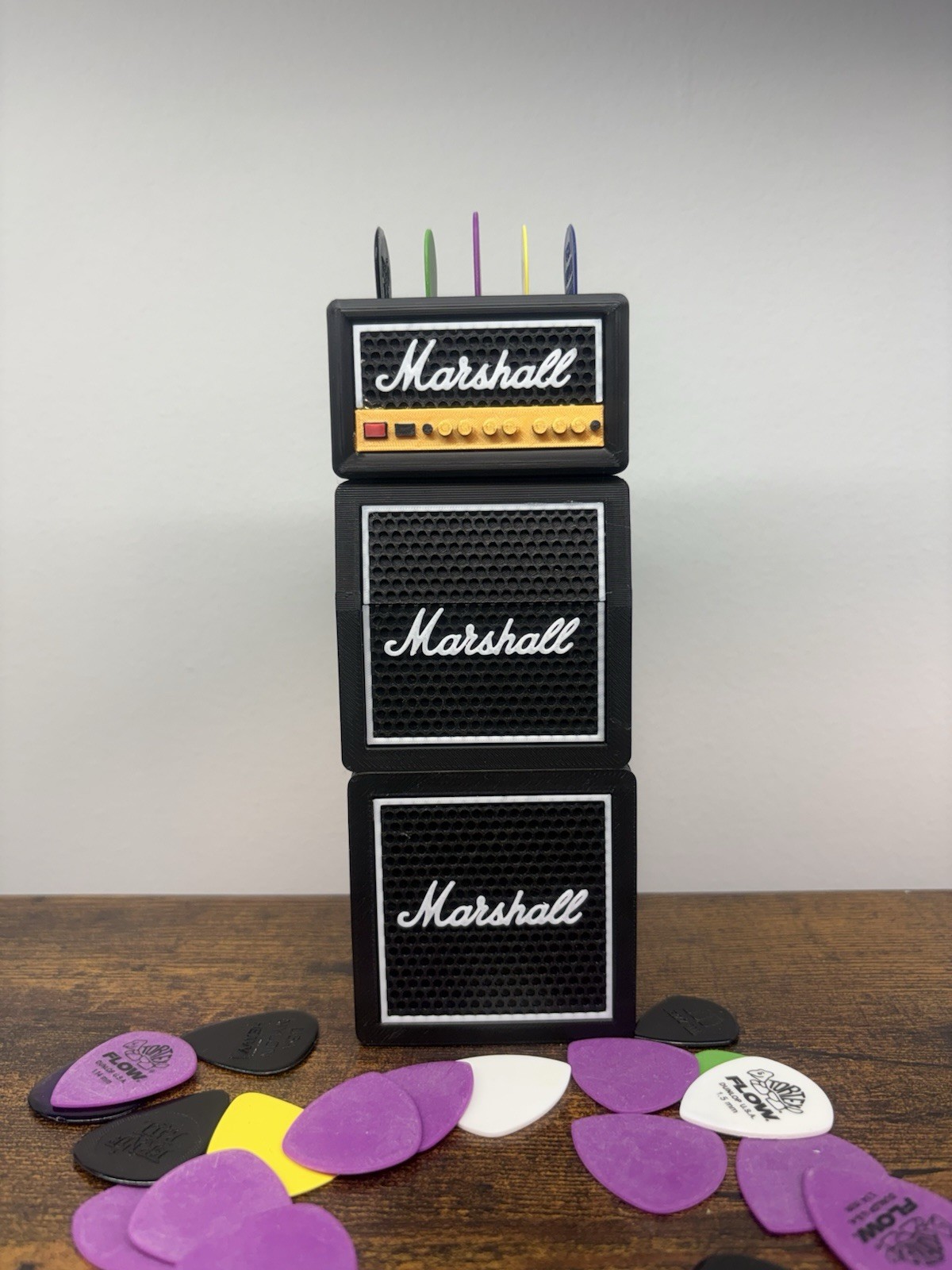 Marshall Miniature Amplifier Collectible Figurine Guitar Pick Holder Black Gold