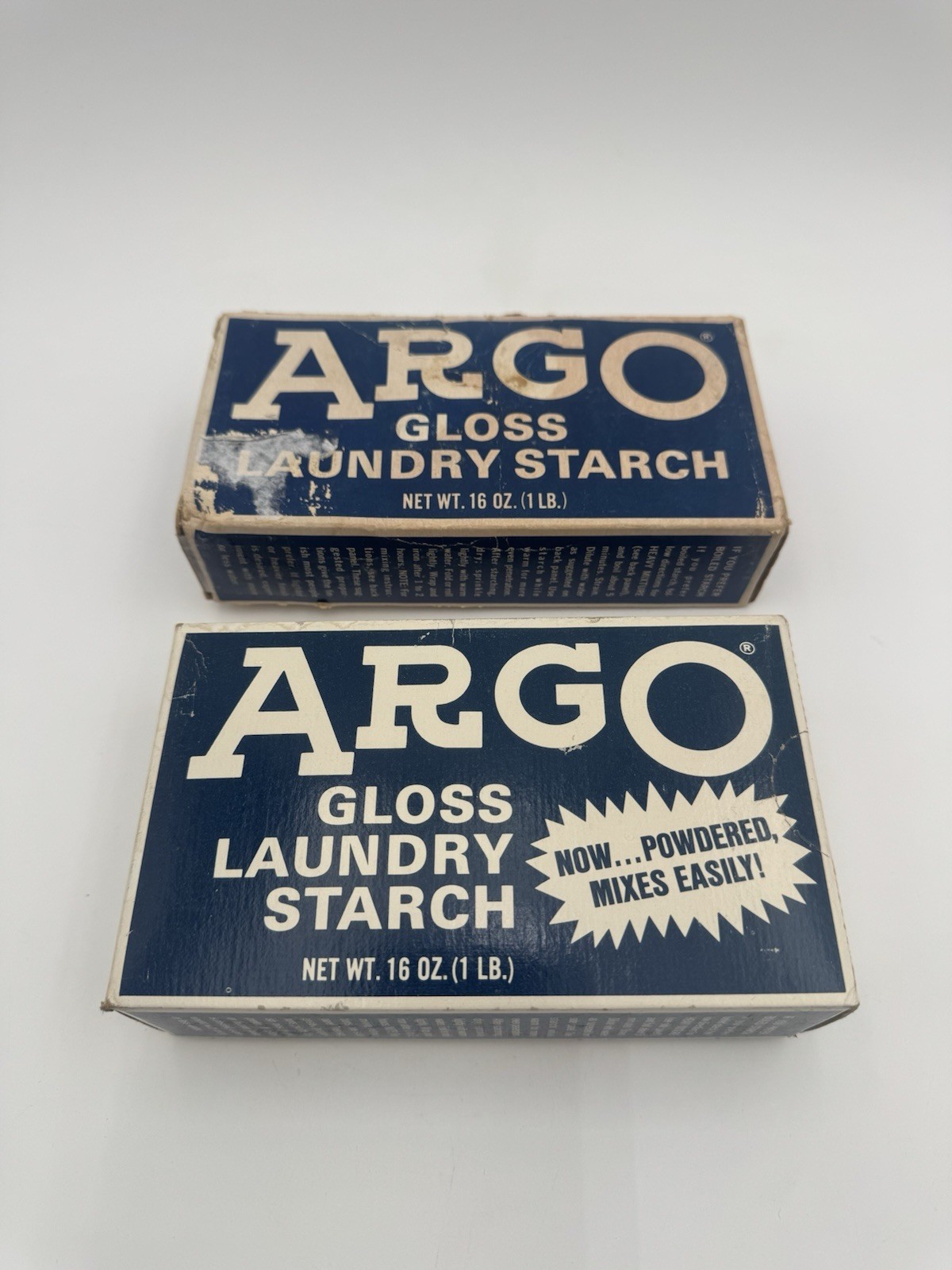 Lot Of 2 ARGO Gloss Laundry Starch 16oz Sealed Blue Box USA Vintage