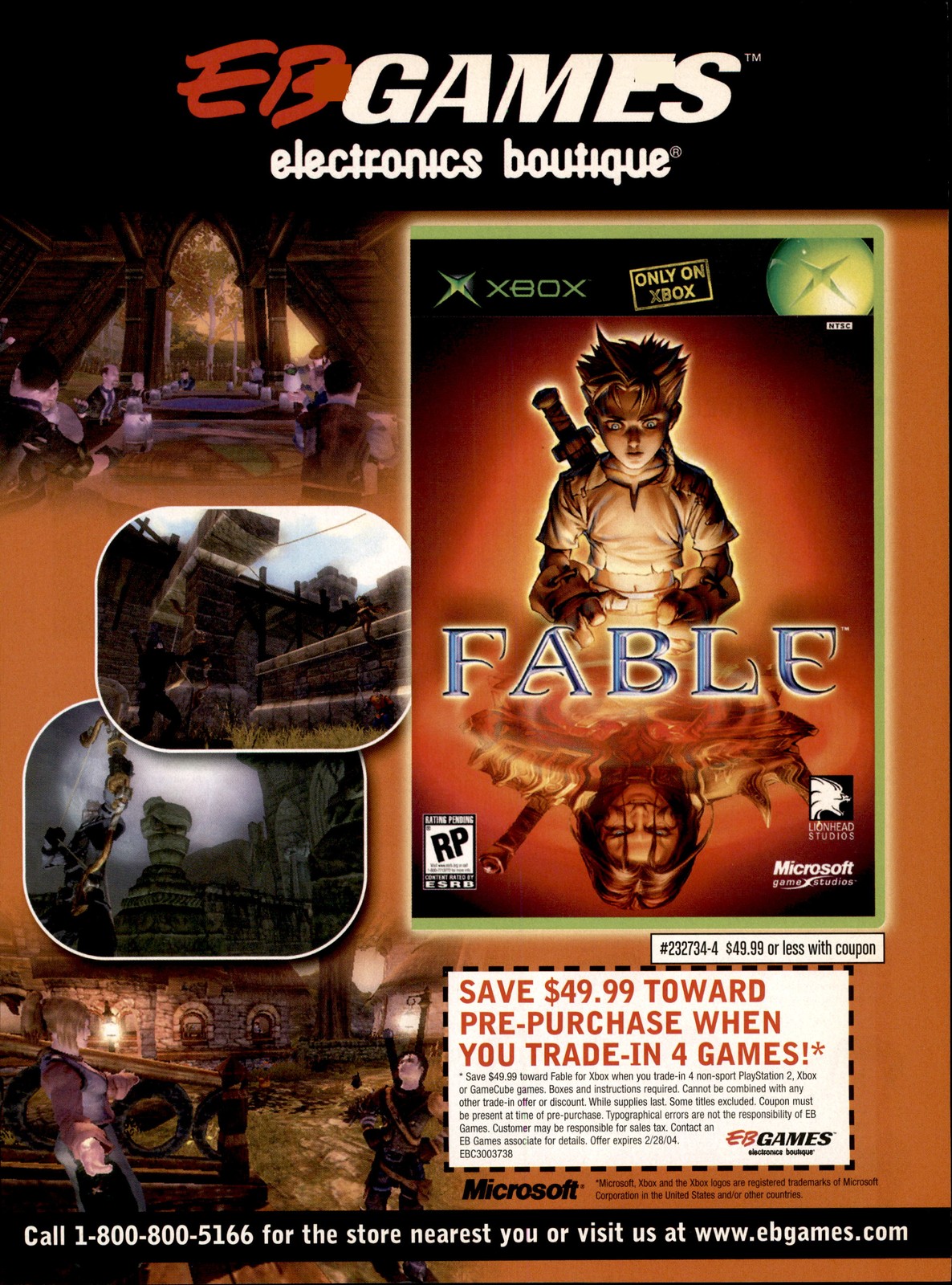 Microsoft Fable Xbox EB Games 2004 magazine ad