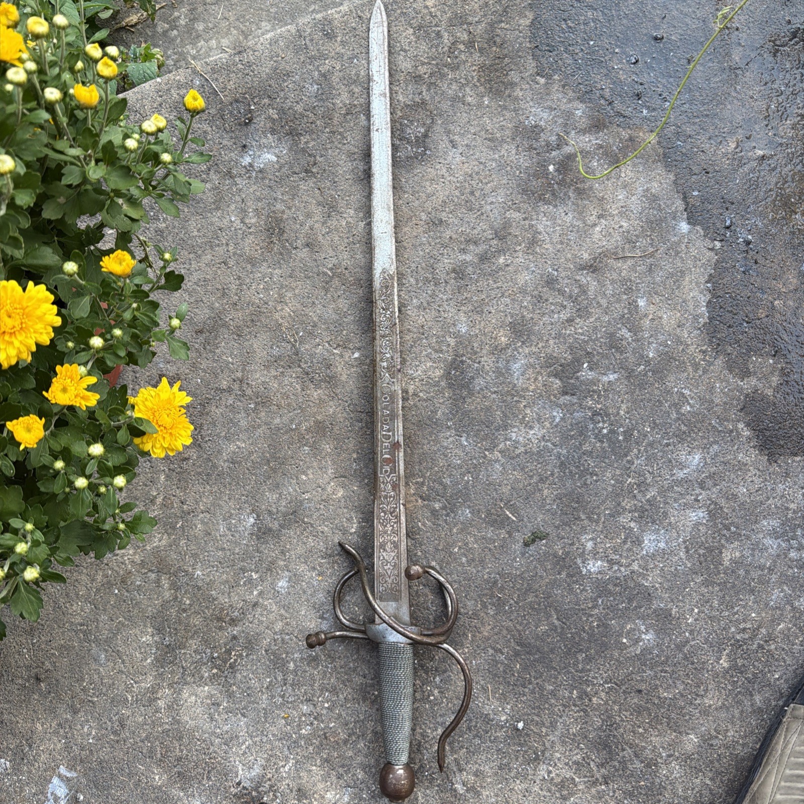 Vintage Toledo Spain Colada del Cid El Cid Decorative Rapier Ornate Etched Blade