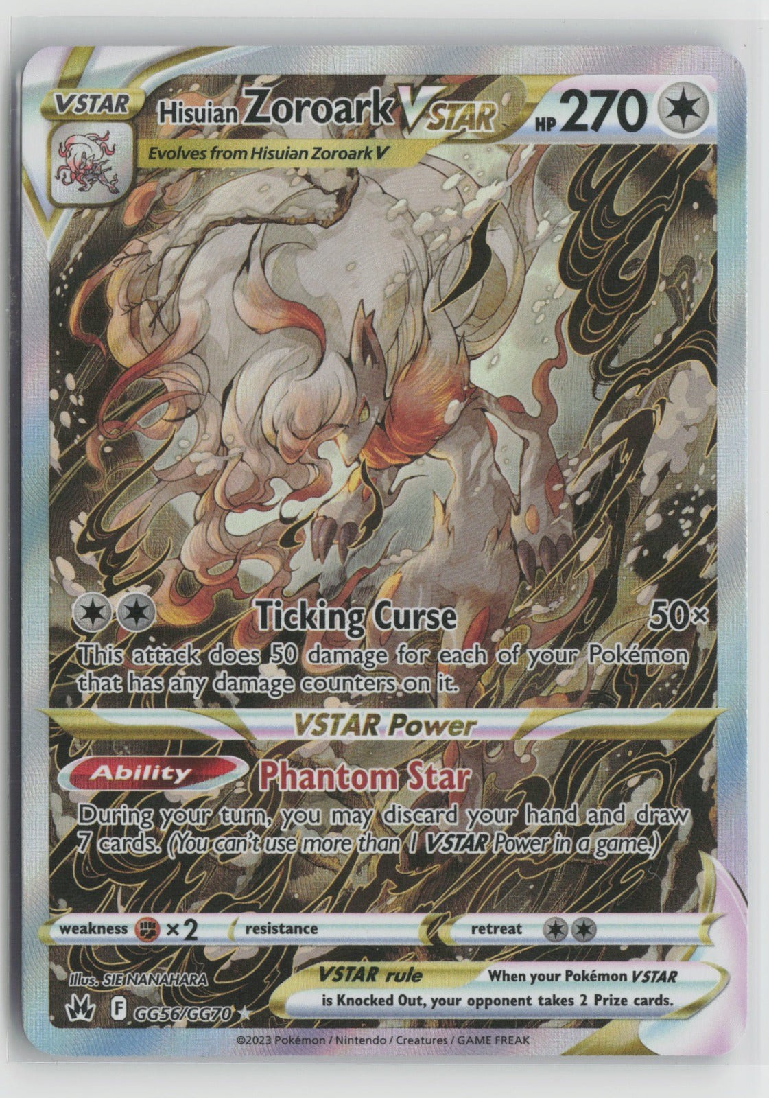 Hisuian Zoroark VSTAR Ultra Rare Holo CRZ:GG GG56/GG70 NM