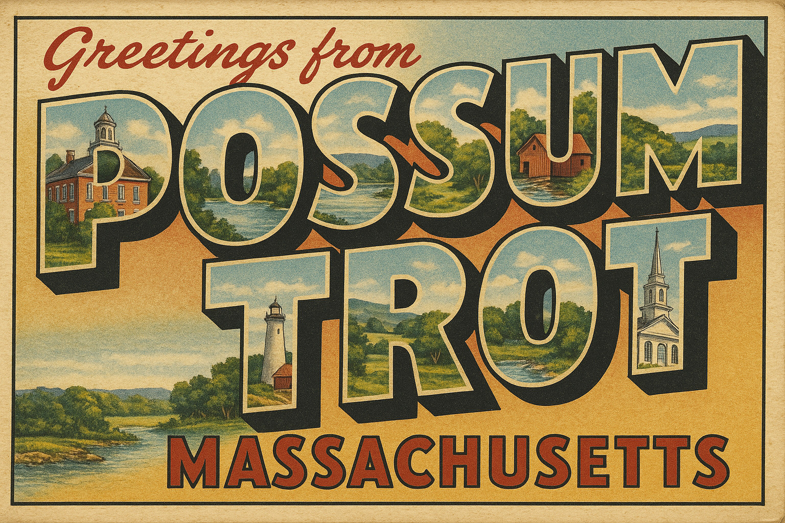 a411 Possum Trot, Massachusetts Vintage Travel Postcard Refrigerator Magnet