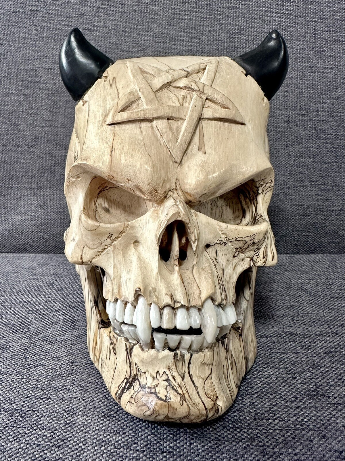 Solid Wooden Skull - Carved Skull - Skull Figure
