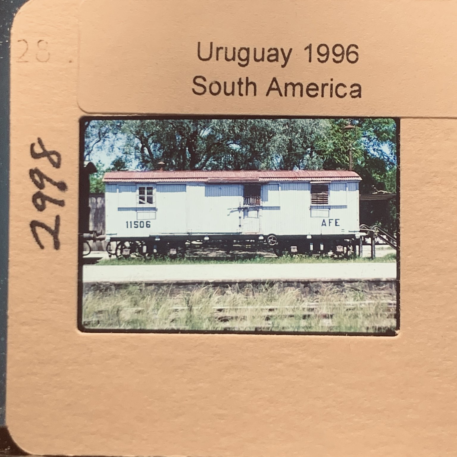 Vintage 1996 Uruguay South America 35mm Slide AFE Railway Train Car 11506