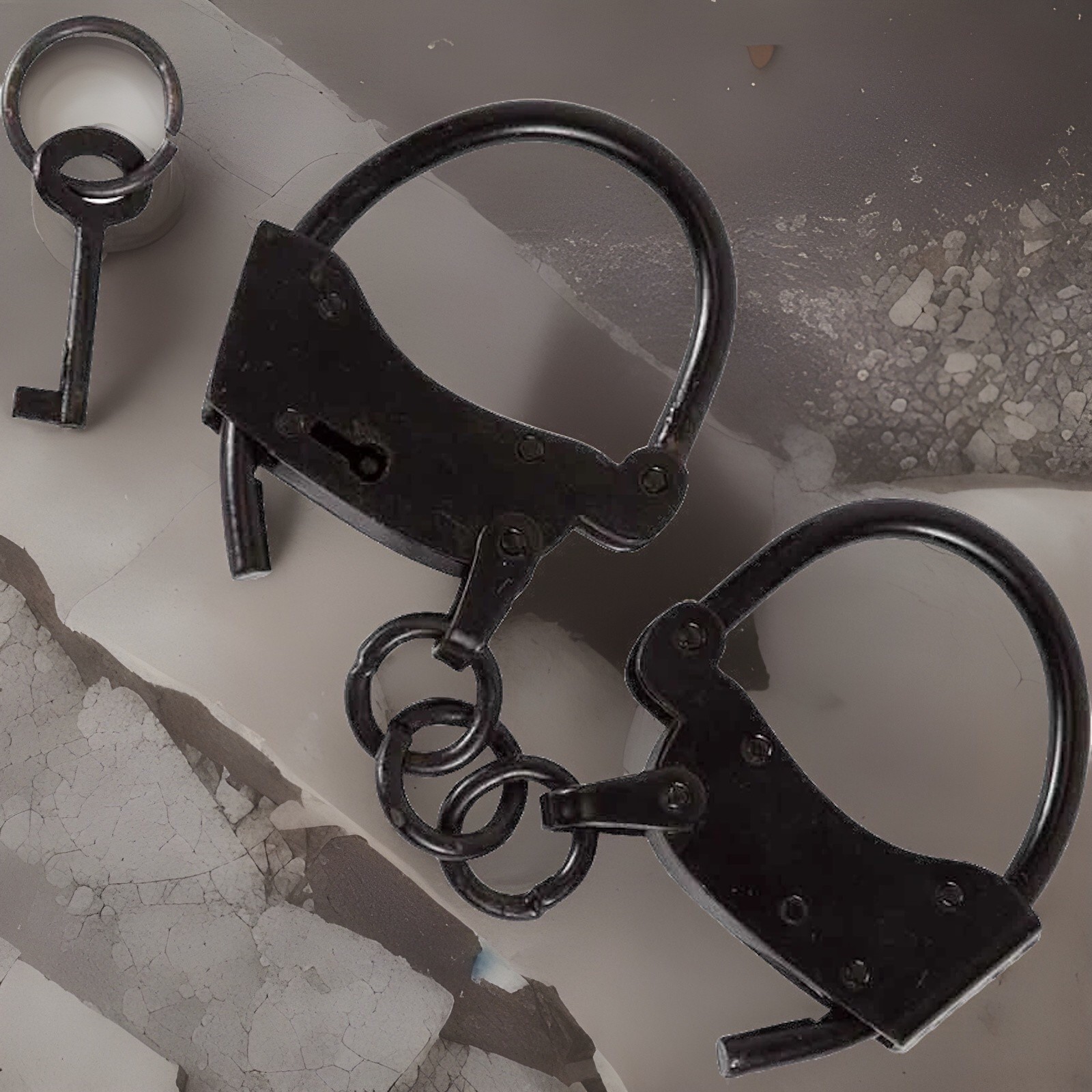 Hand-Forged Dungeon Heavy Shackles Black Steel Hing Latches Handcuffs Restraints