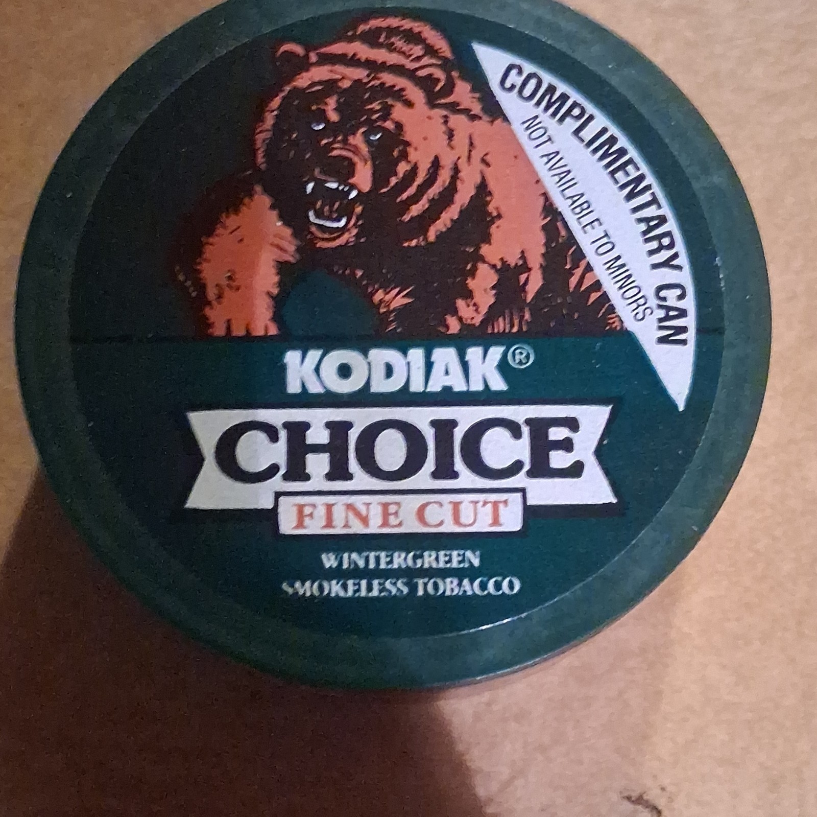 Kodiak Choice Fine Cut Wintergreen Smokeless Tobacco Complimentary Can 4 oz