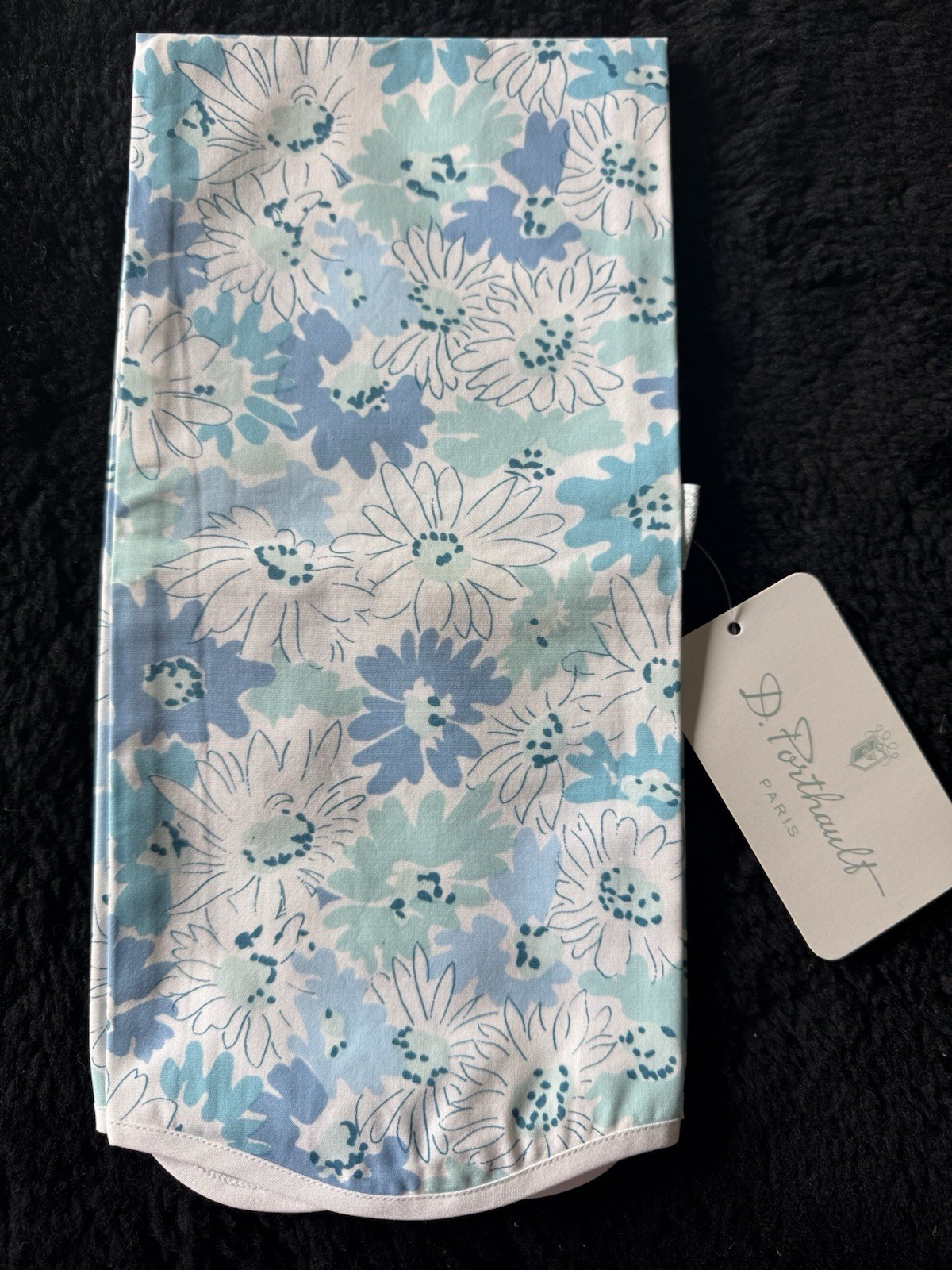 D Porthault Paris Blue Petite Marguerite 100% Cotton Guest Hand Towel NWT NEW