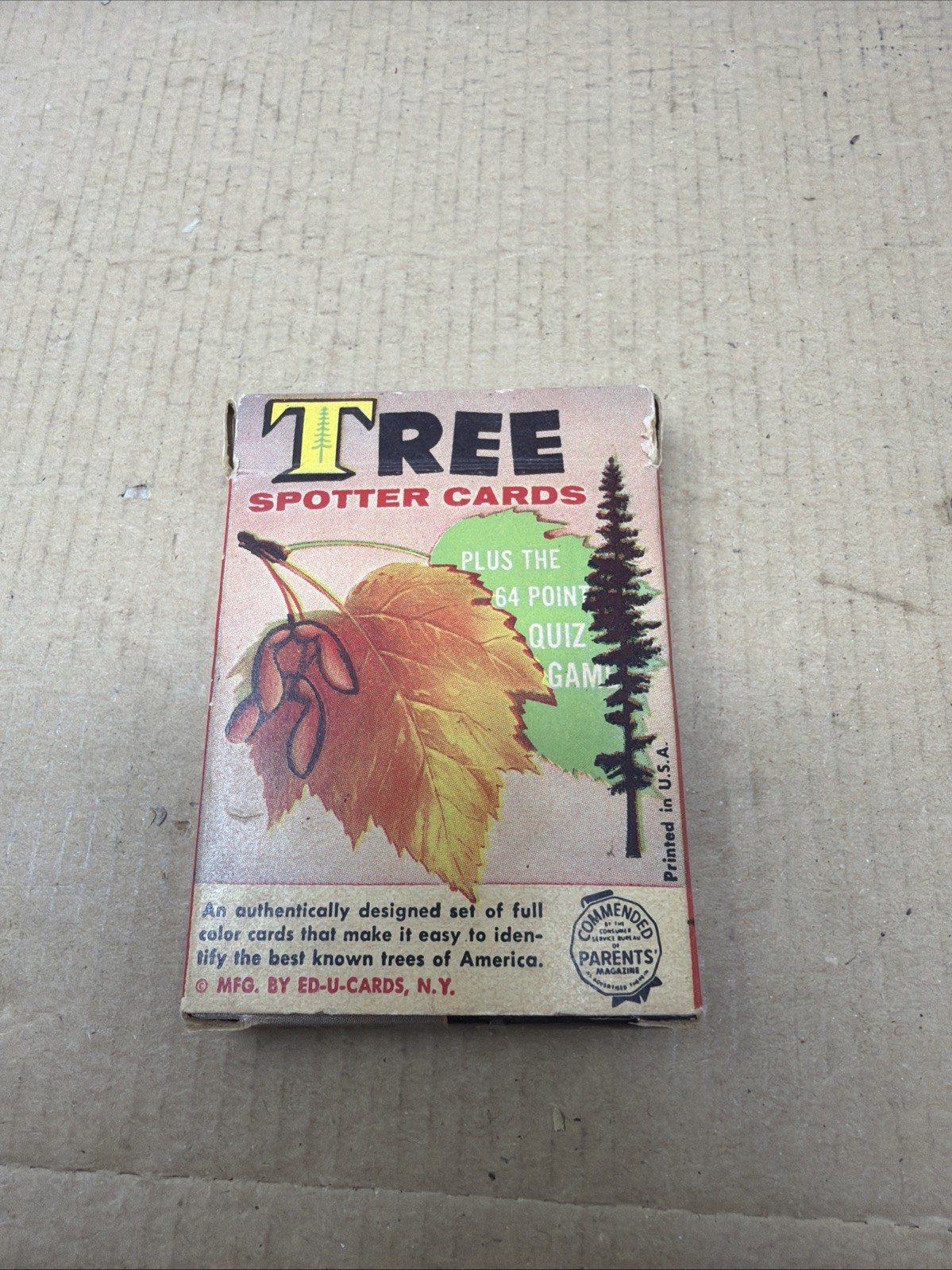 Vintage 1962 Tree Spotter Boxed Card Set 36 Quiz Cards Ed.U. Cards Complete Set