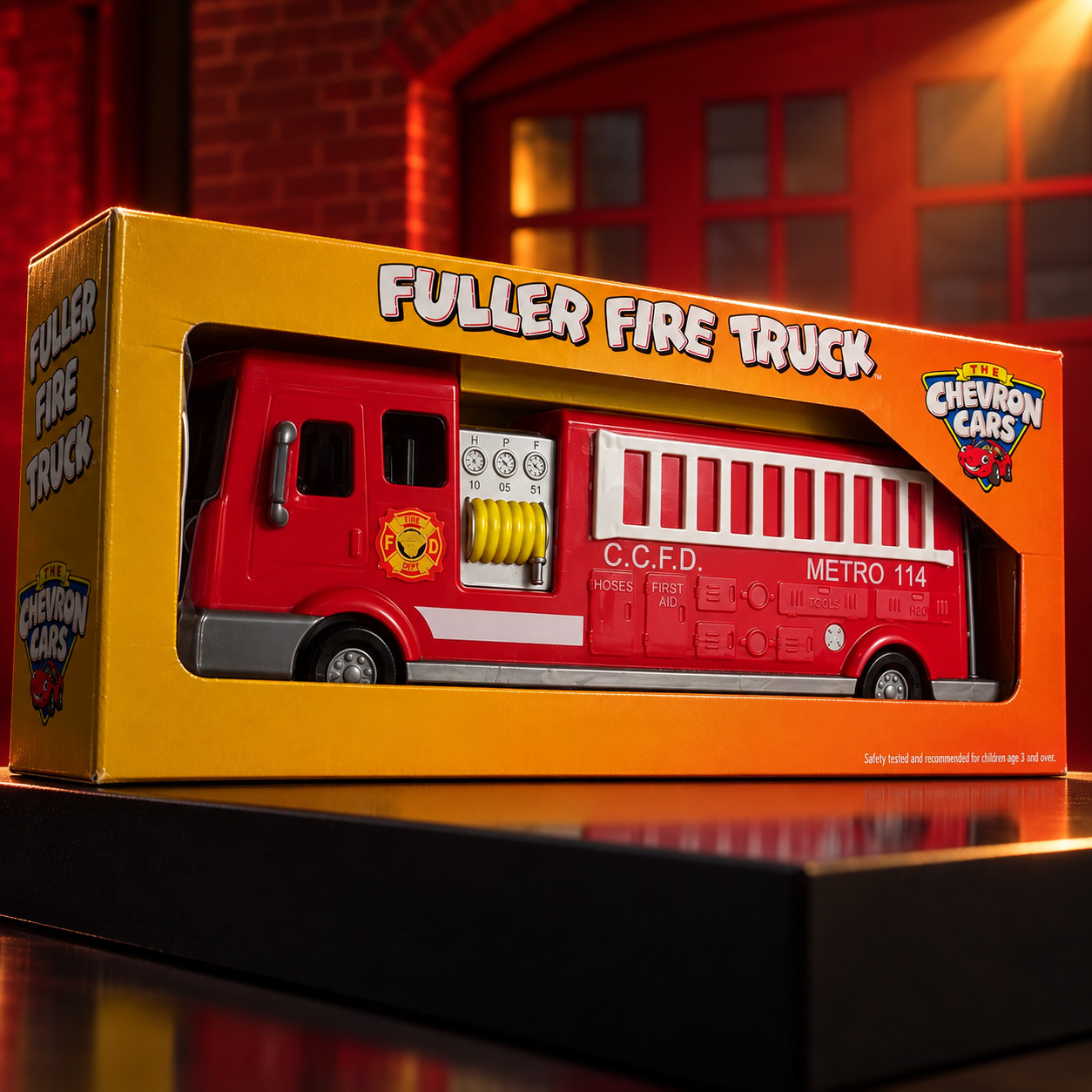 2008 CHEVRON CARS FULLER FIRE TRUCK METRO 114 NEW IN BOX COLLECTIBLE