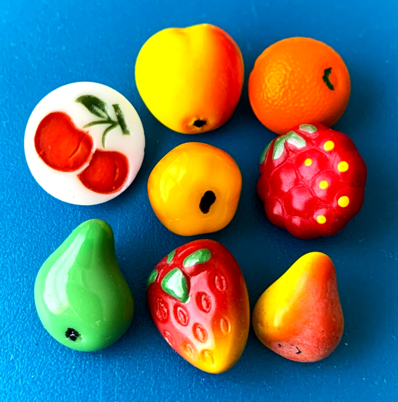 Vintage Realistic Glass Fruit Buttons