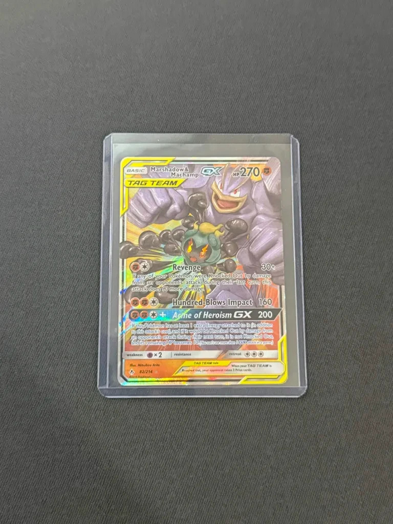 Marshadow & Machamp GX 82/214 Ultra Rare Holo Eng Unbroken Bonds Pokemon Card NM