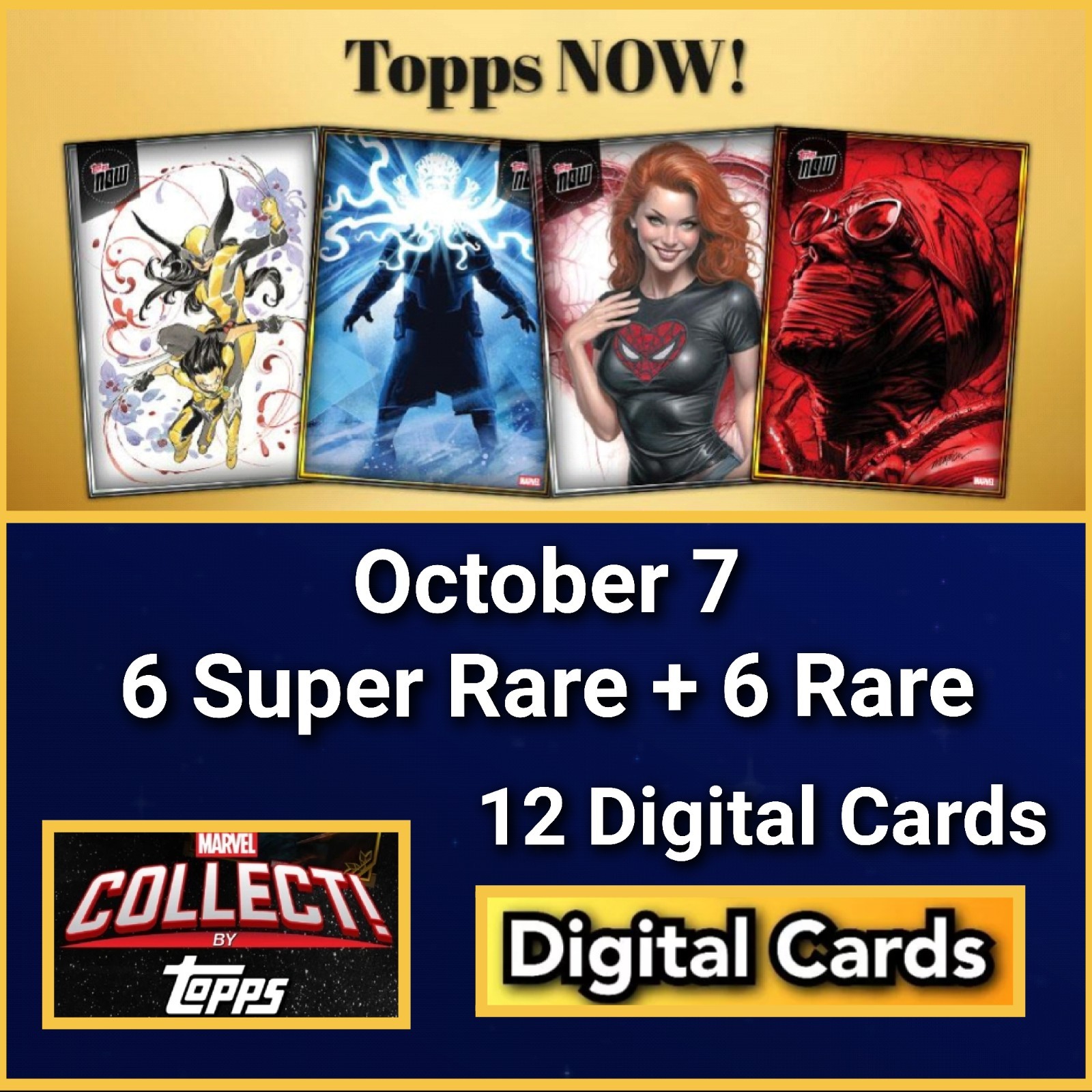Topps Marvel Collect TOPPS NOW 2026 October 7 6 Super Rare + 6 Rare