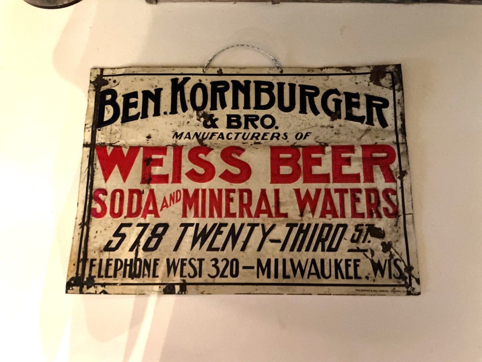 Antique Pre Prohibition Tin Beer Sign 1911-1920 Milw. Wi.