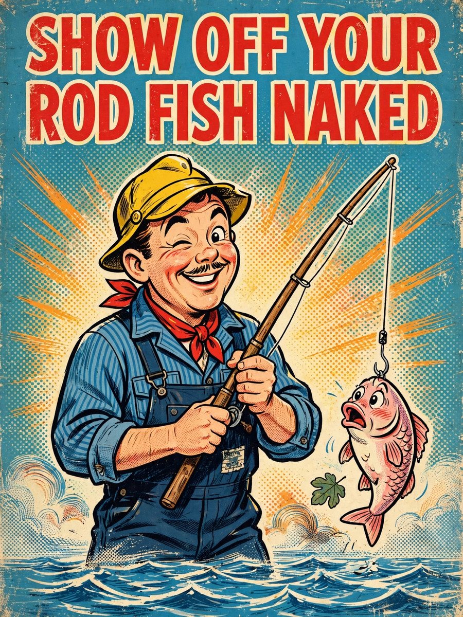 Show Off Your Rod Fish Naked Funny Fishing Fridge Magnet 3x4 940A