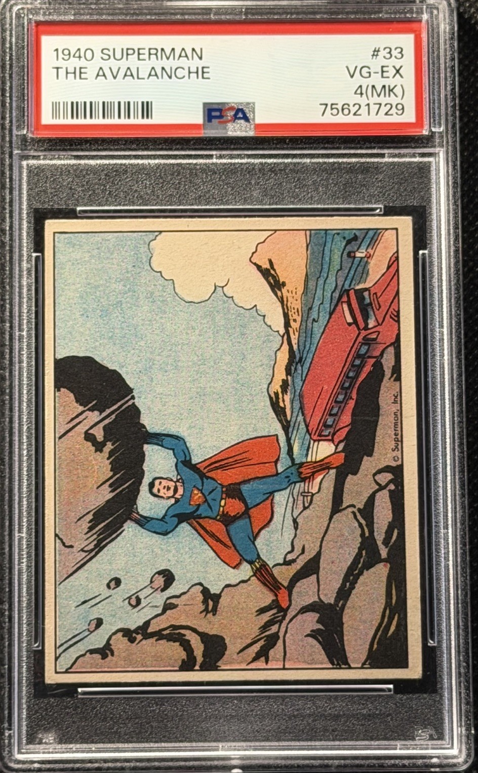 1940 Gum Inc Superman #33 The Avalanche PSA 4 (MK) Well Centered