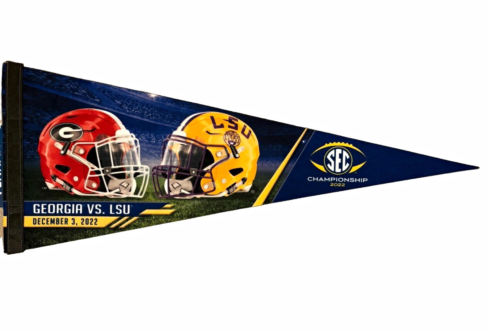 2022 LSU Tigers VS Georgia Bulldogs SEC Championship Dueling Helmet 12X30 NWT