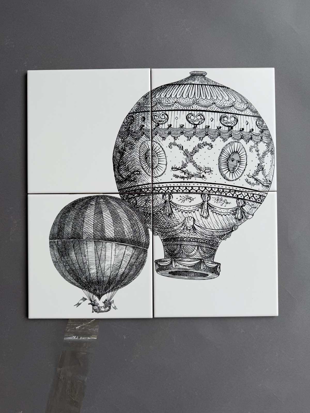 Fornasetti Ceramic Tiles “Macchine Volanti” Set of 24 – 20×20 cm | NEW IN BOX