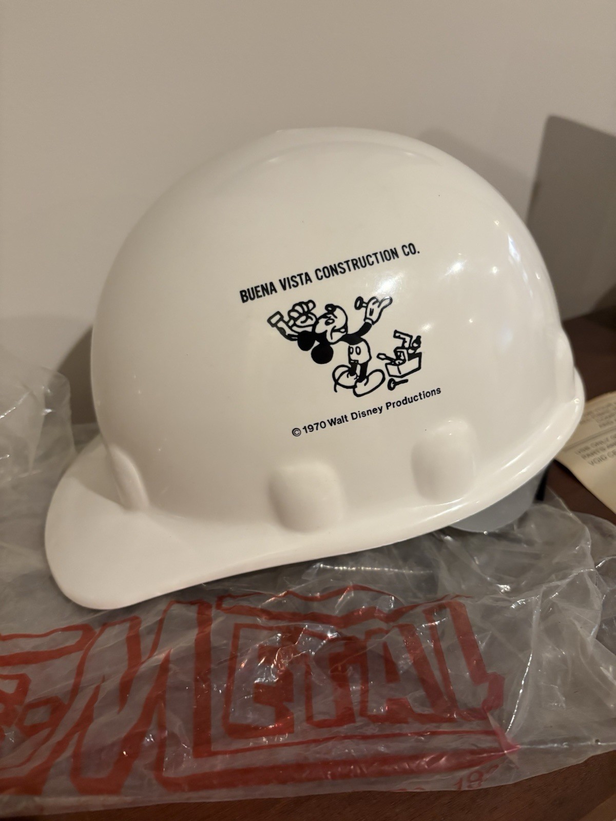 Rare NOS Vintage 1970 Walt Disney World Construction Hard Hat Fibre-Metal