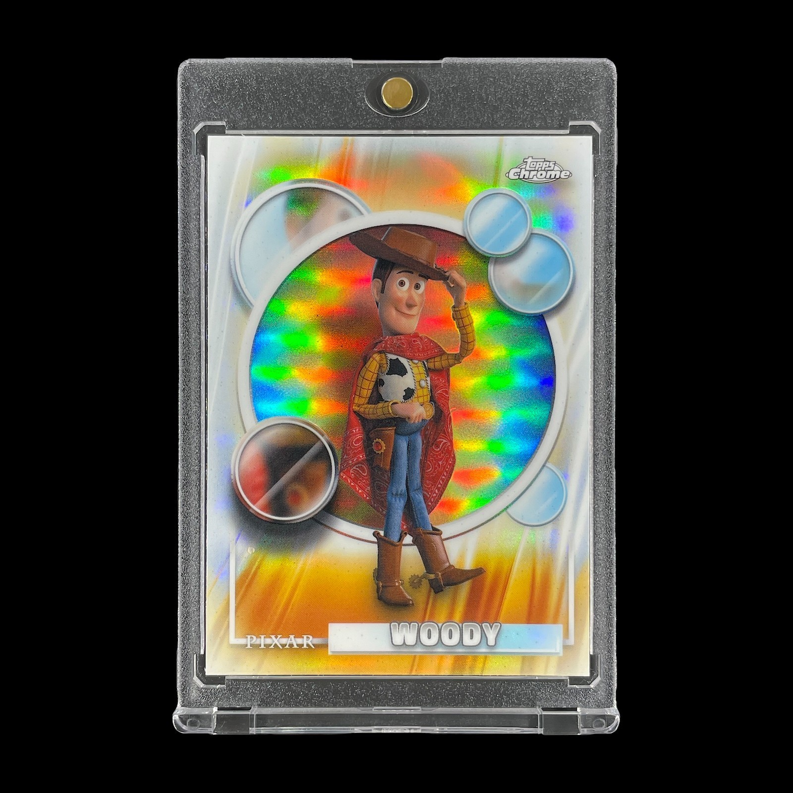 WOODY REFRACTOR WHITE BUBBLES HOLO CARD 2026 Topps Chrome Toy Story - Disney