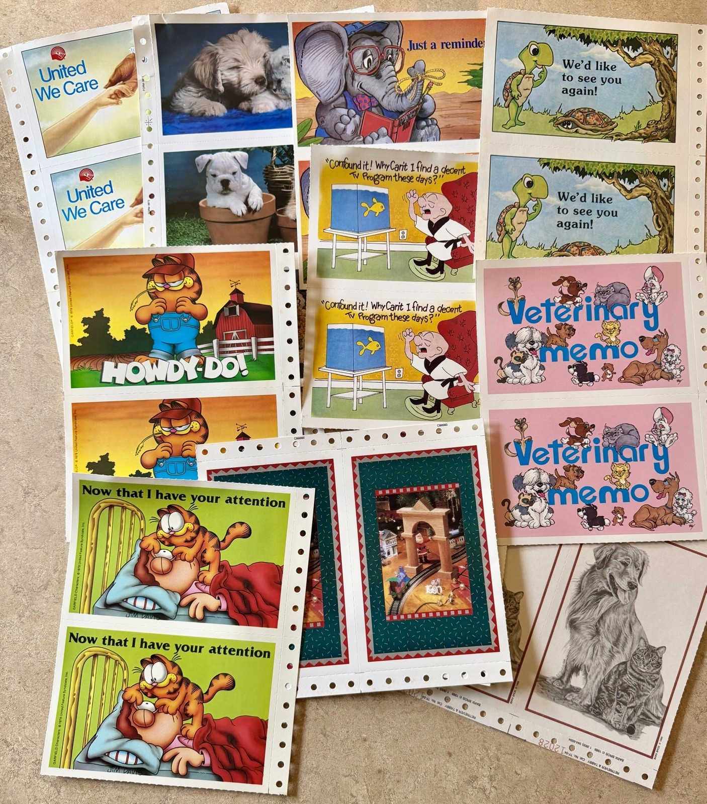 Vintage 70s/80s Reminder Postcards LotOf 25 GARFIELD HALLMARK DOCTOR VET DENTIST