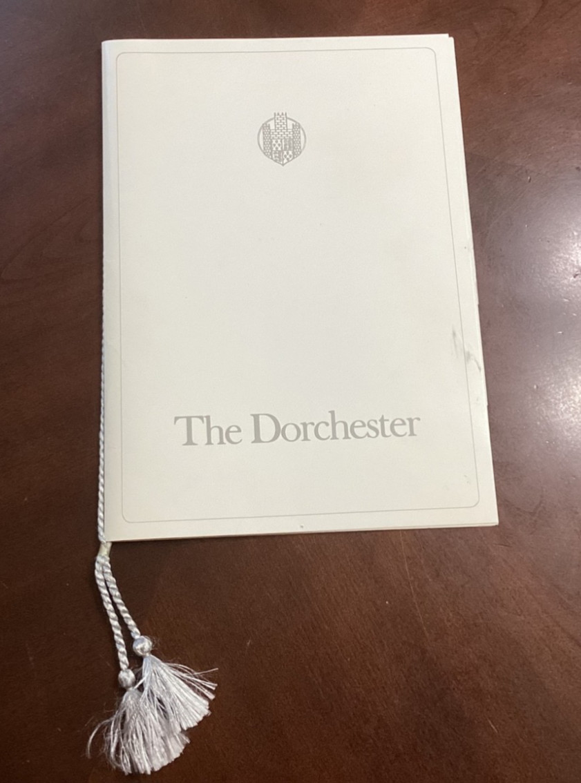 Vintage The Dorchester Luxury Hotel Restaurant Menu Park Lane Mayfair London