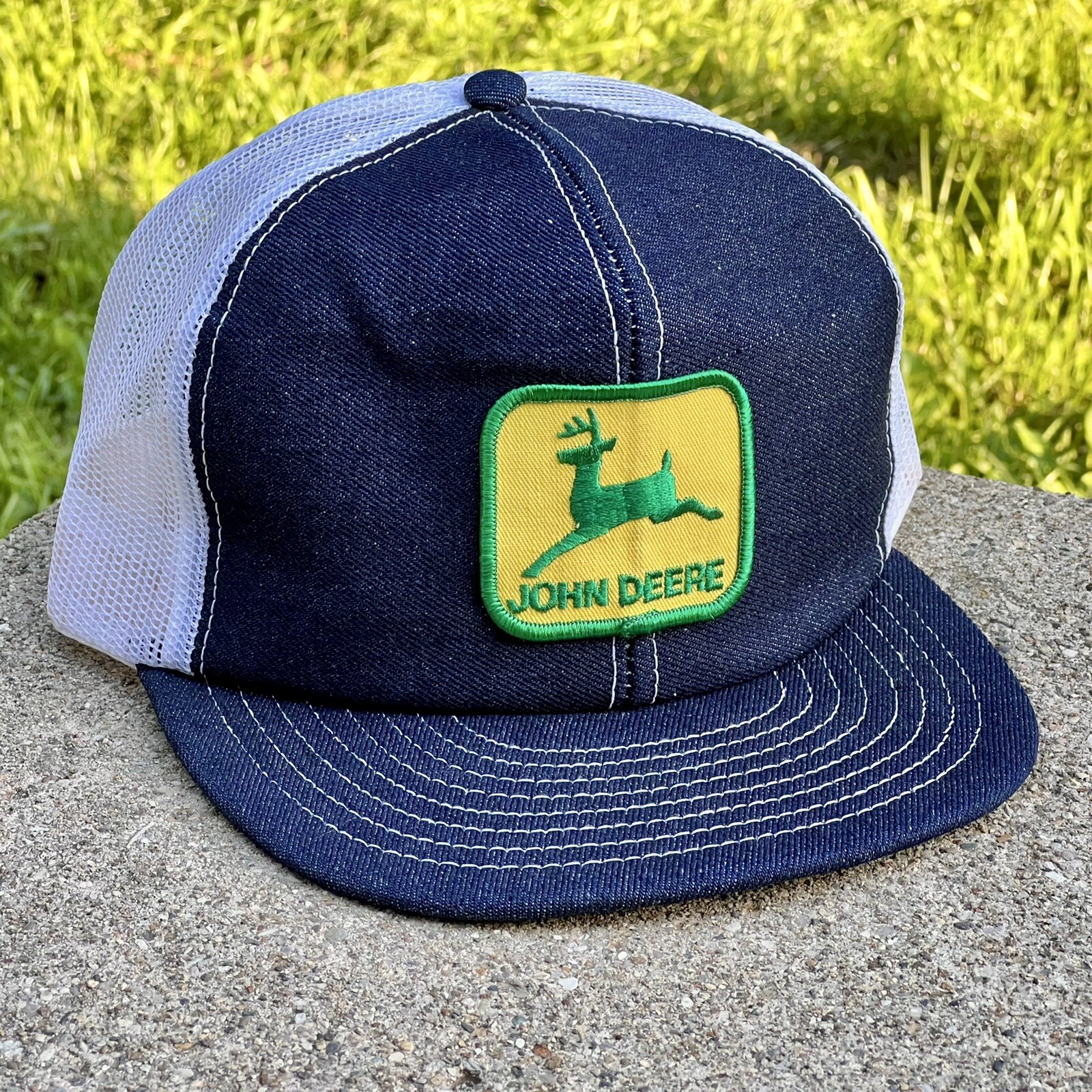 Rare Vintage John Deere Denim White Louisville Trucker Hat USA￼