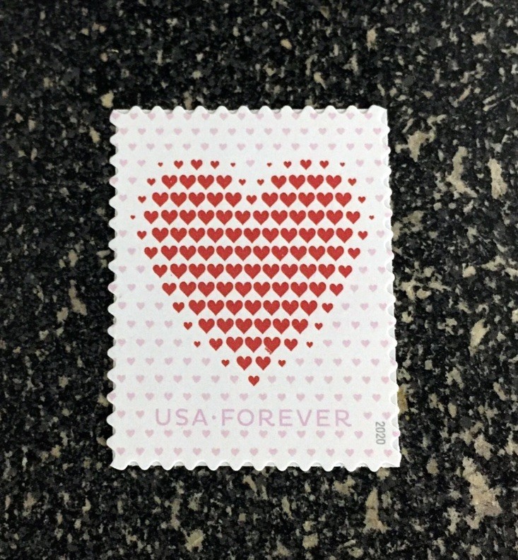 100 PCs USPS FIRST CLASS LETTER STAMPS LOVE HEARTS STAMPS MNH 2020 PANE -WEDDING