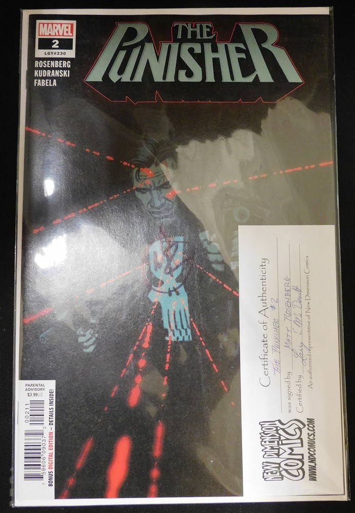 PUNISHER 2 MARVEL COMIC SIGNED MATTHEW ROSENBERG W/COA GREG SMALLWOOD 2018 VF/NM
