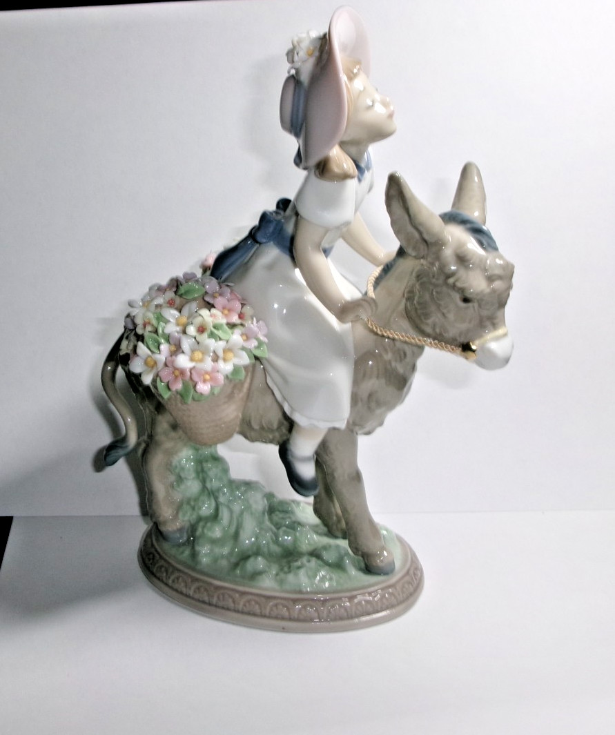 Vintage 1988 Lladro Look At Me Porcelain Figure Retired 2005 Girl on Donkey 5465