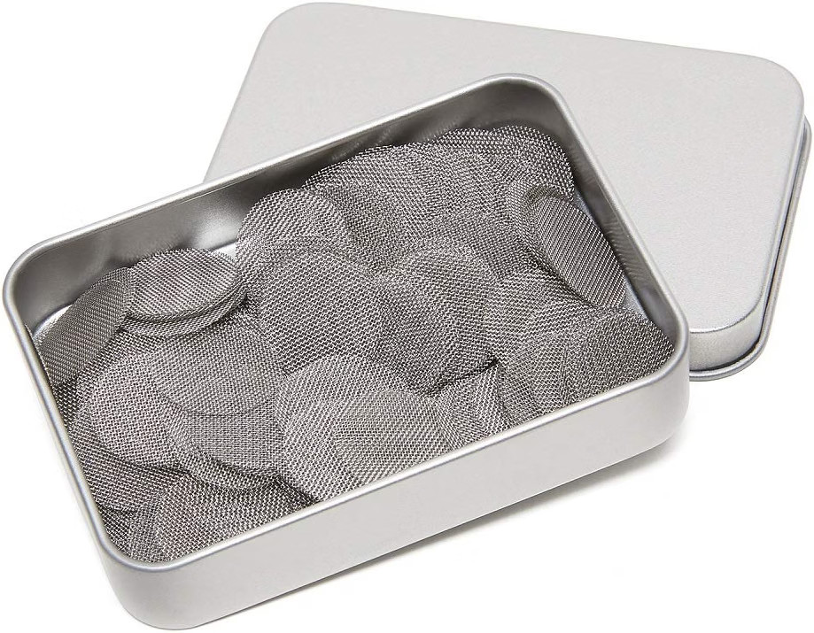 200 Pack Stainless Pipe Screens 1/2 Inch Fine Mesh Filter with Metal Tin