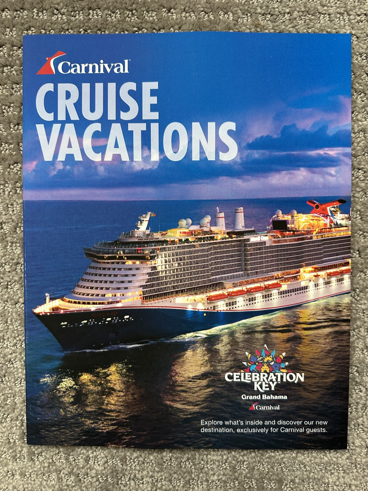 Newest CCL Carnival Cruise Line Cruise Ship Brochure, 84pgs Many Photos Ext/Int