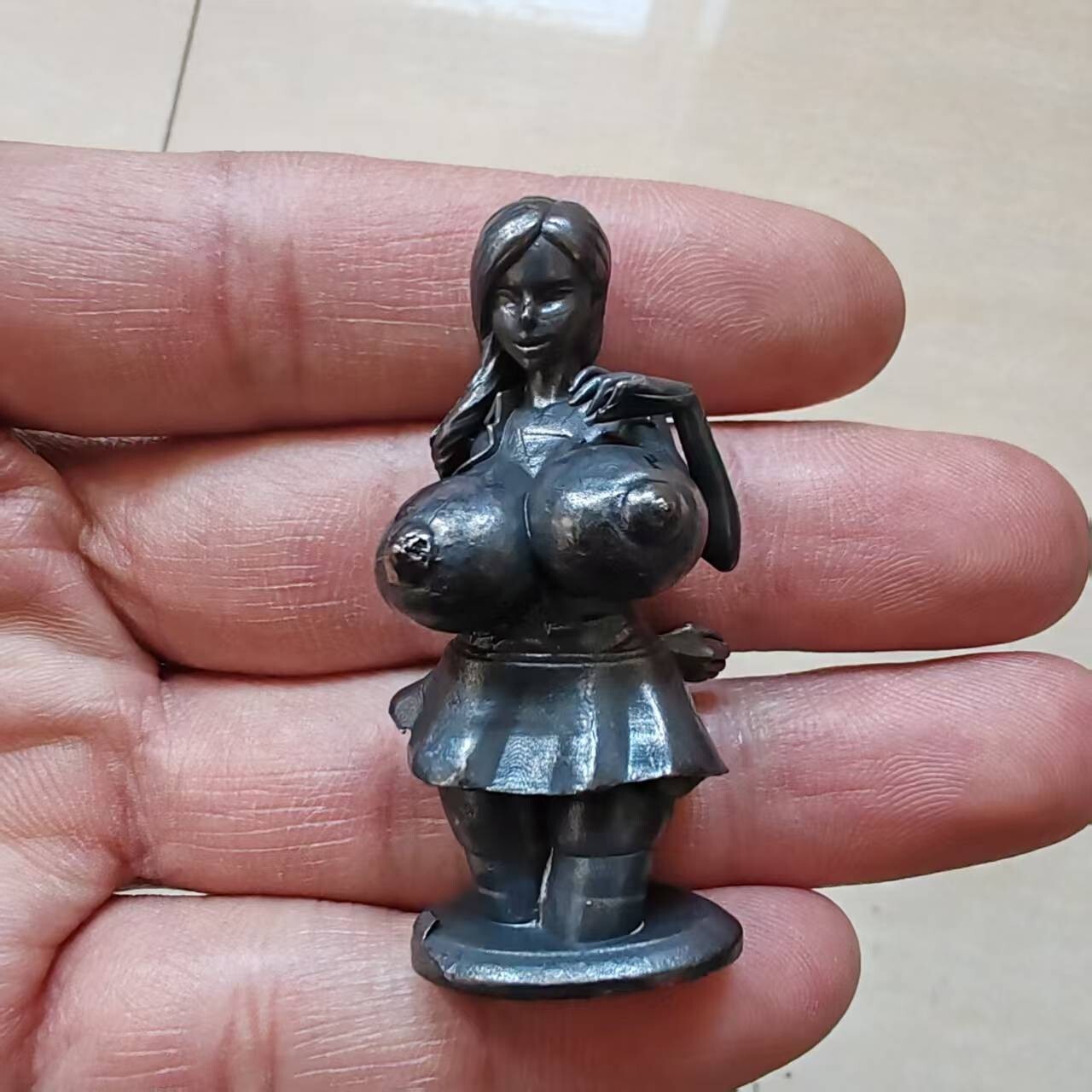 Black Old Brass Plump Figure Woman Sexy Model Statue Beauty Body Fat Ornament
