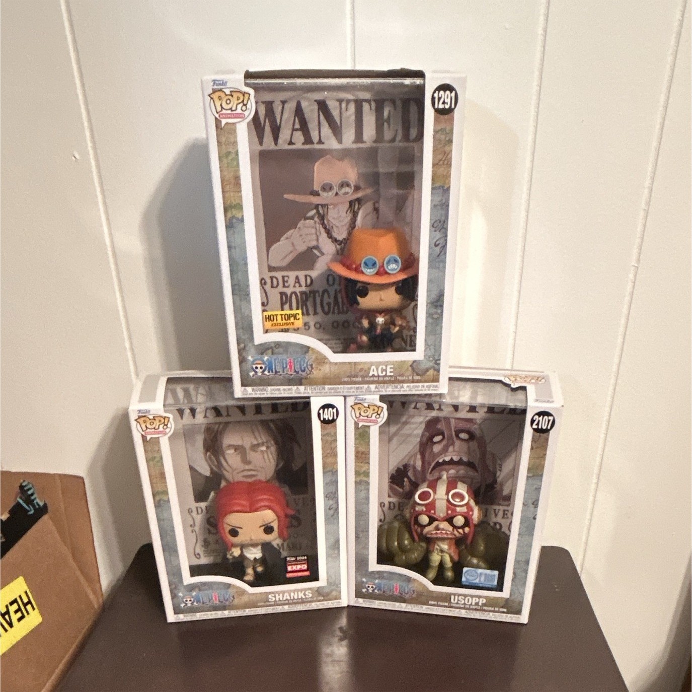 Funko Pop Animation One Piece Wanted Lot Ace #1291 Shanks #1401 Usopp #2107
