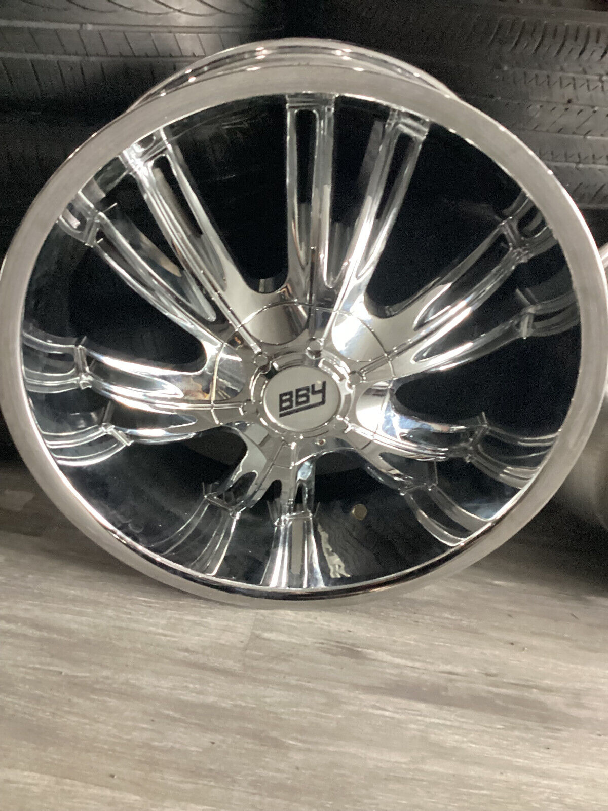 Chrome BBY Wheel  22x9 ET +15 dual drilled bolt pattern 5x100 and 5x135