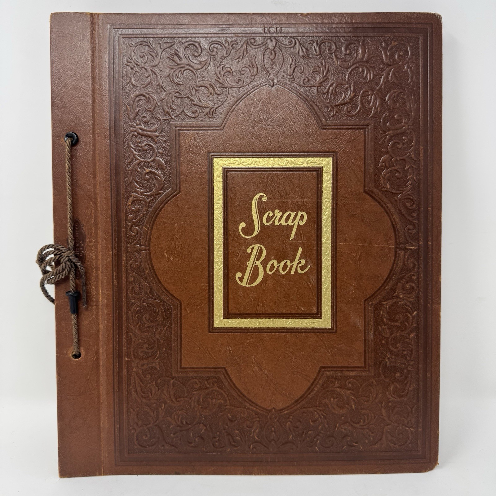 Vintage Scrapbook Brown, Embossed, Unused, Made In USA, 13x11, 30+ Pages