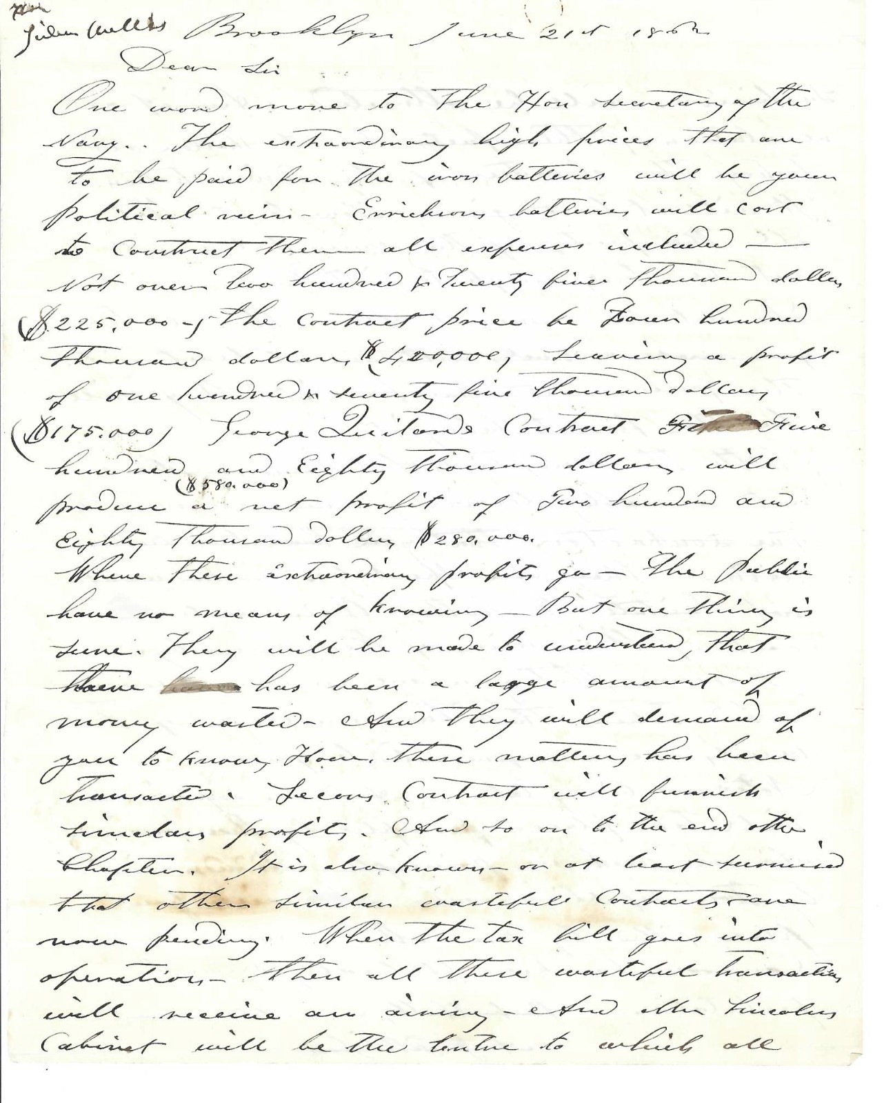 Lincoln's Navy Secretary Welles Warned Of Corrupt Ironside Ship Contractors