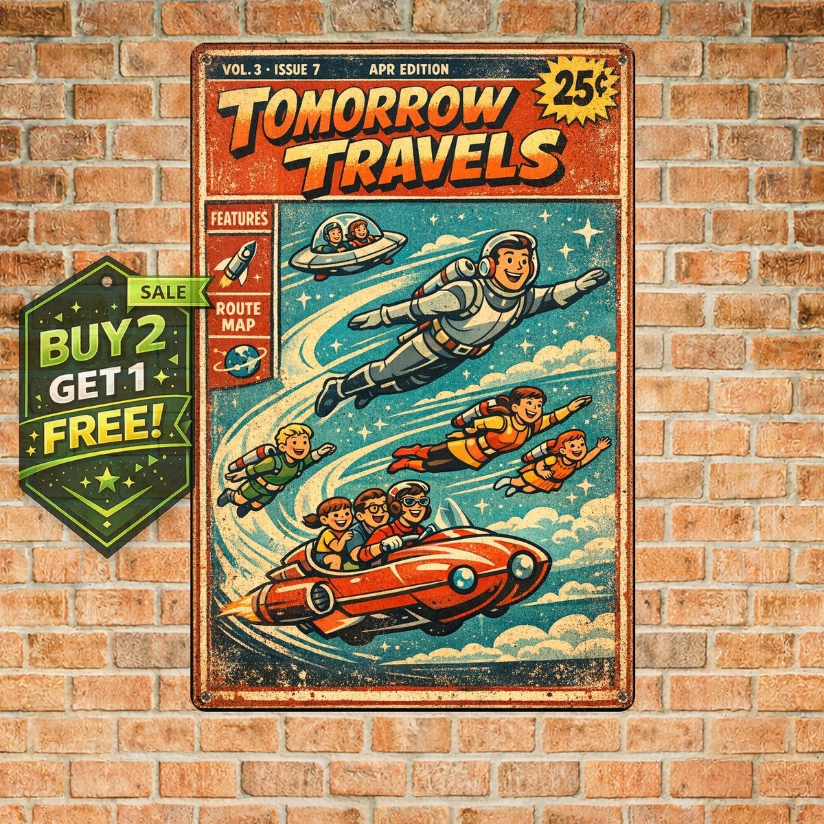 The Jetsons Cartoon Metal Sign 8x12 Vintage Retro Future Wall Decor Plaque