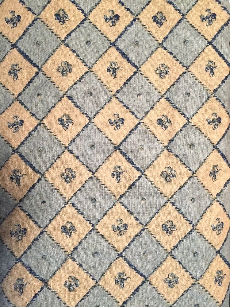 10+y TPSA COVINGTON 5TH AVENUE LINEN DRAPERY UPHOLSTERY FABRIC BLUE BEIGE